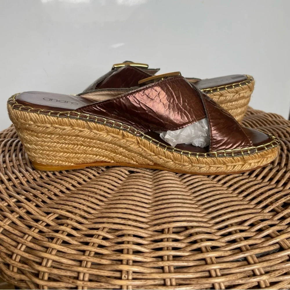 Andre Assous crossed straps Espadrilles wedges sandals size eu 38 usa 7.5